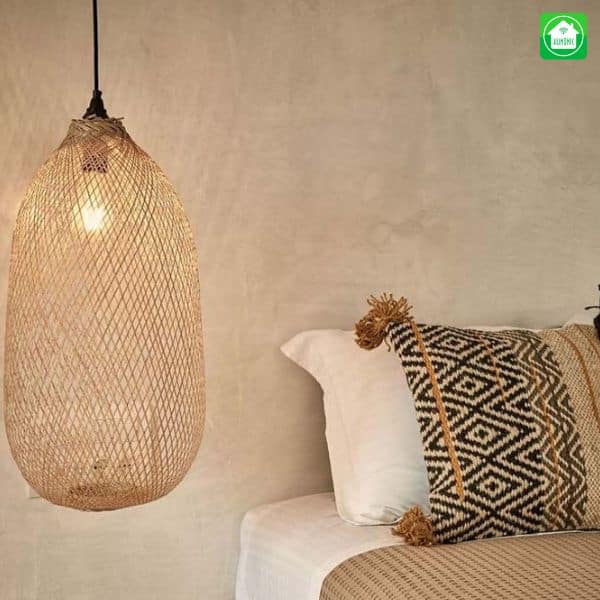 Đèn thả mây tre đan mộc mạc