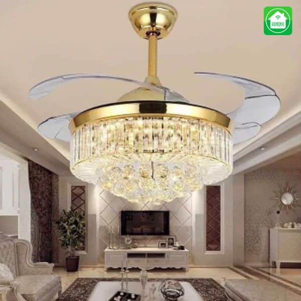 Quạt trần đèn chùm giấu cánh DQ-CT-9010