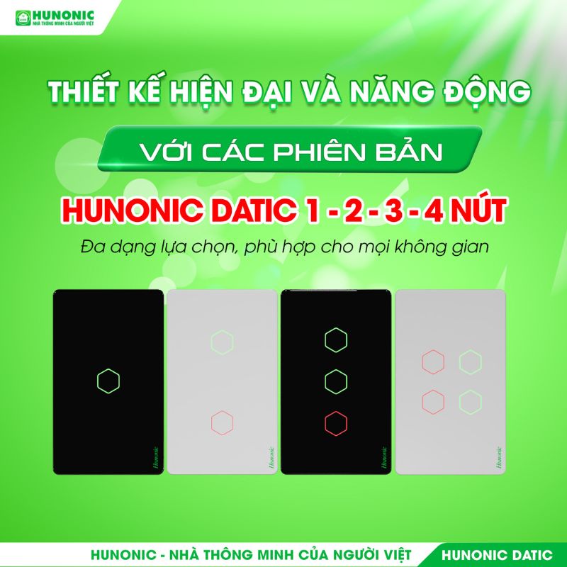 Công Tắc Cảm Ứng 2 Nút BLE Mesh Hunonic Datic Màu Trắng 3