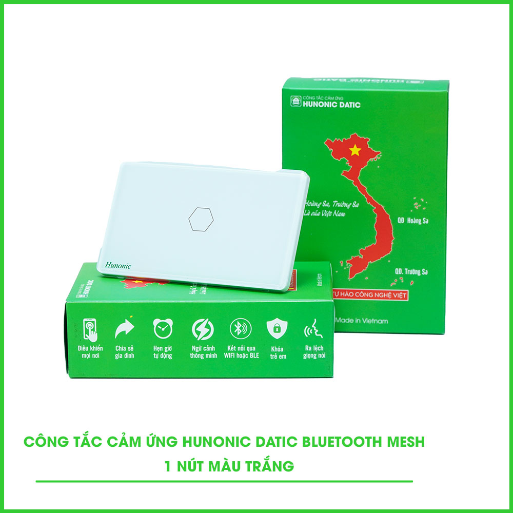 Công Tắc Cảm Ứng 1 Nút BLE Mesh Hunonic Datic Màu Trắng