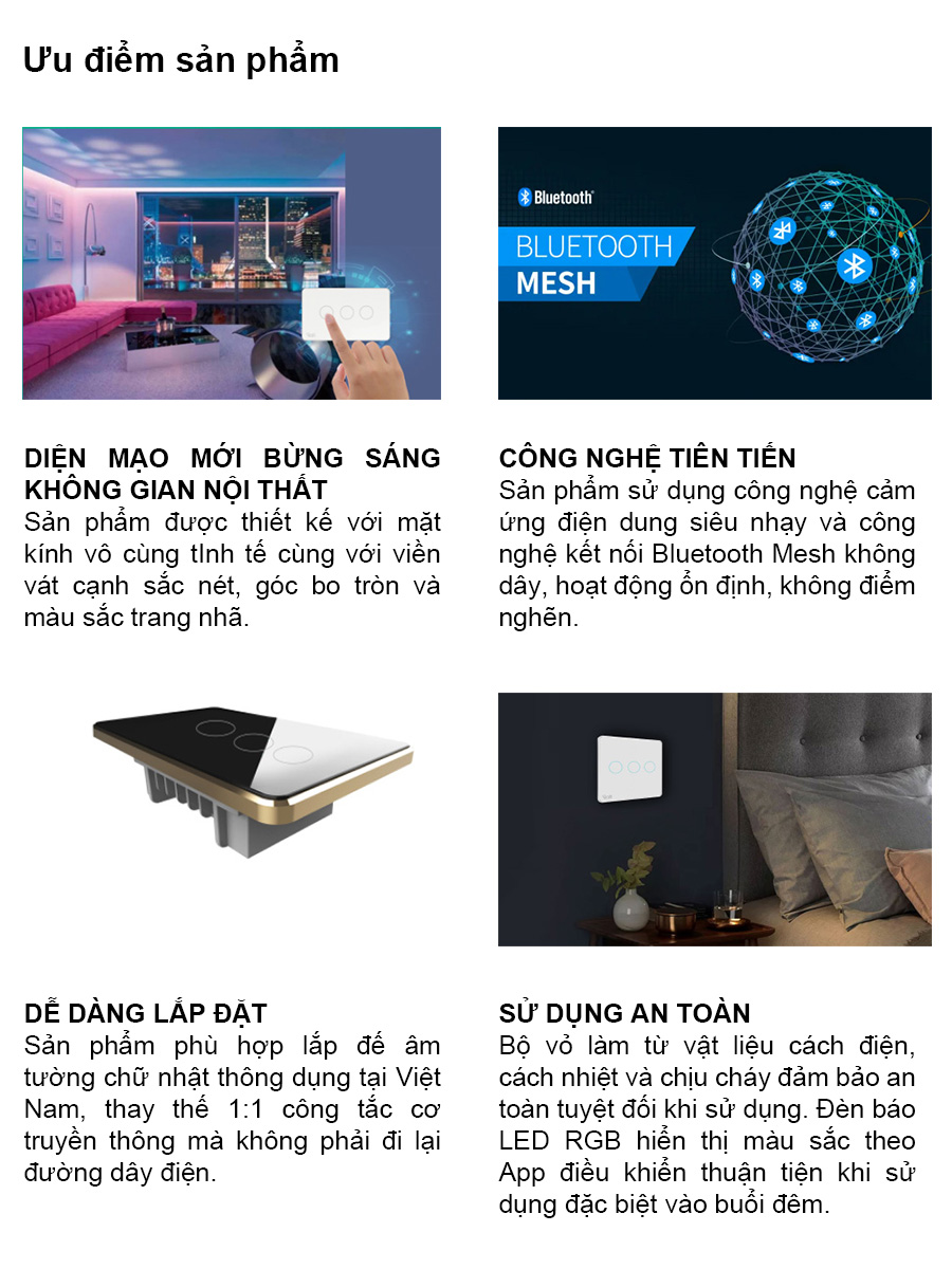 Công tắc thông minh CTCU.BLE CN.03T 4
