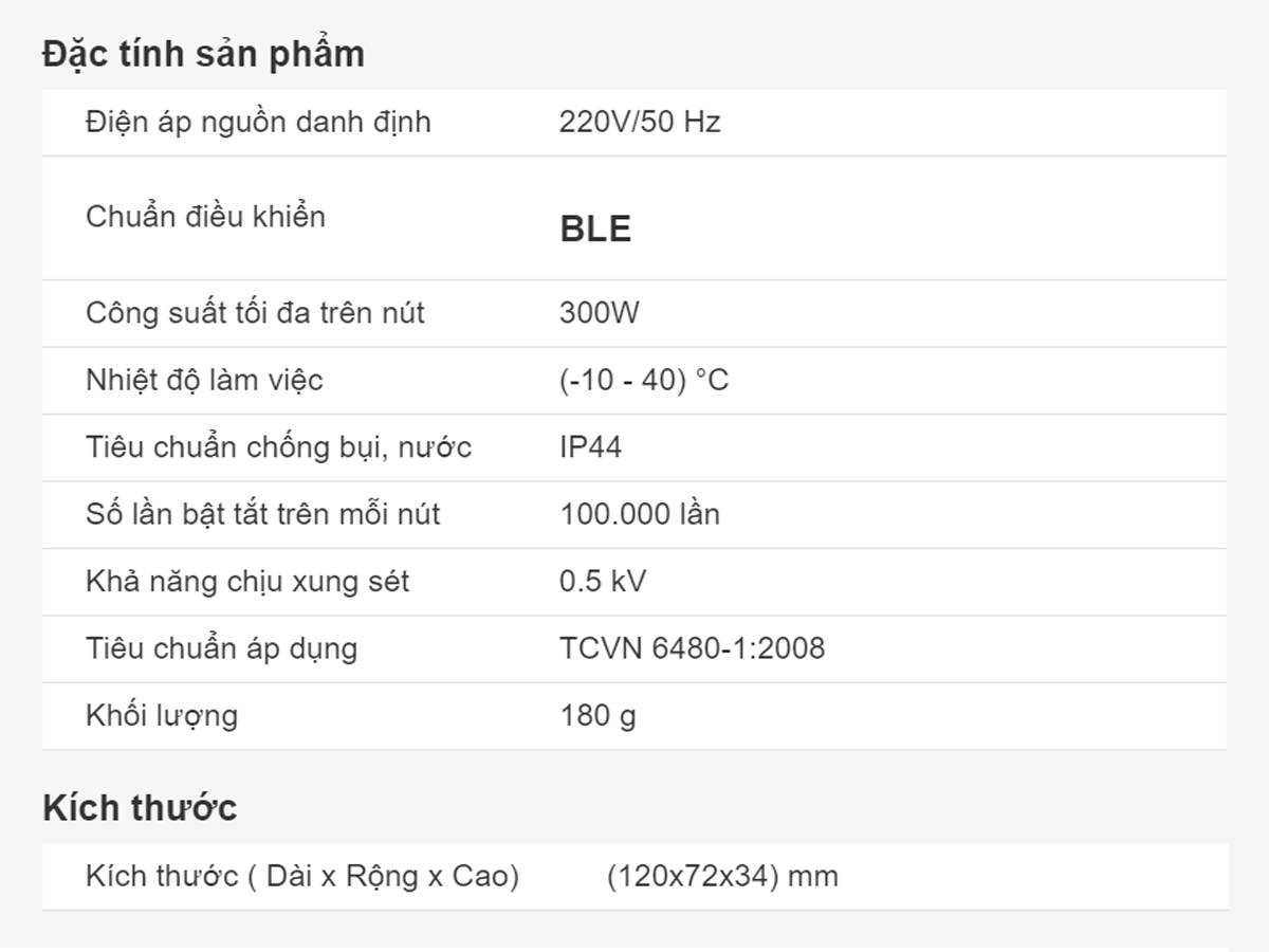Công tắc thông minh CTCU.BLE CN.04T MN 6