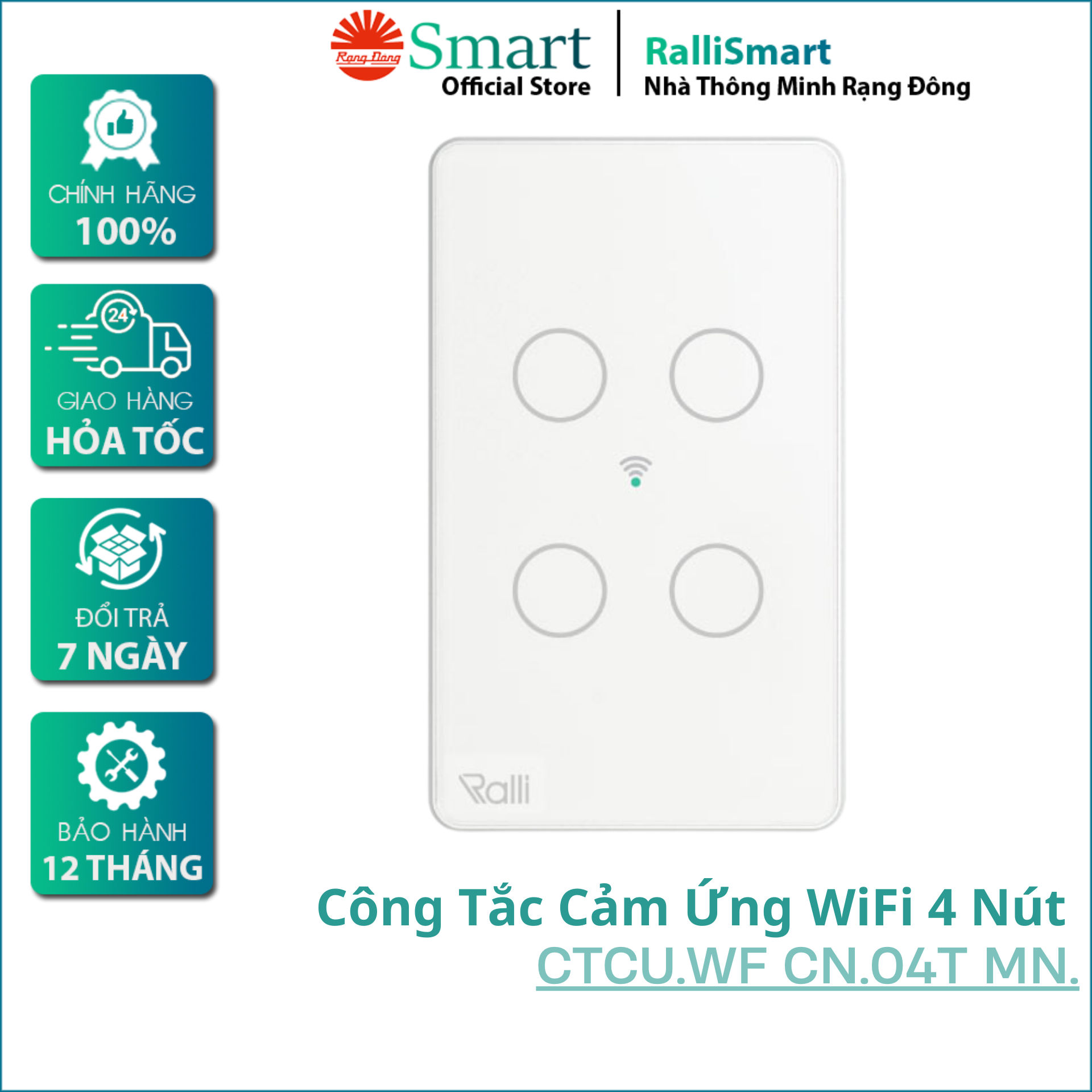 Công tắc thông minh Rạng Đông CTCU.WF CN.04 MN 2