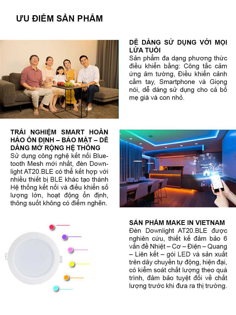 Đèn LED âm trần Downlight thông minh 110/12W 6