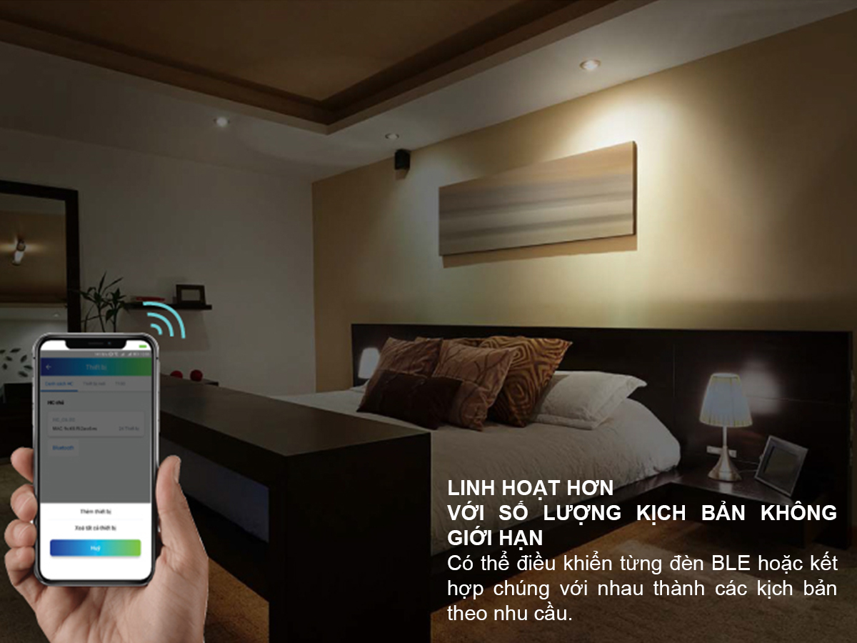 Đèn LED âm trần Downlight thông minh AT18.BLE 80/12W (FW) 3