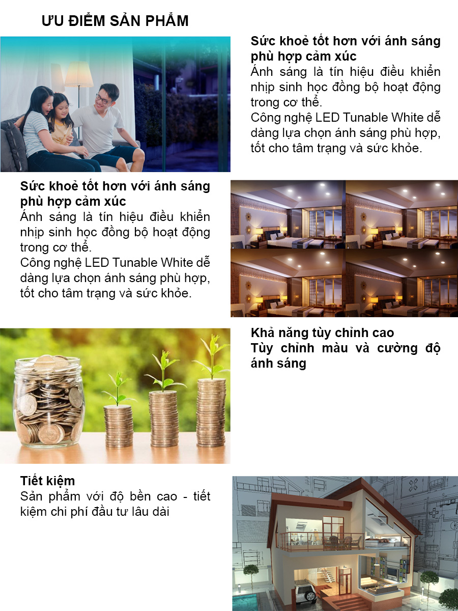 Đèn LED âm trần Downlight thông minh AT18.BLE 80/12W (FW) 6