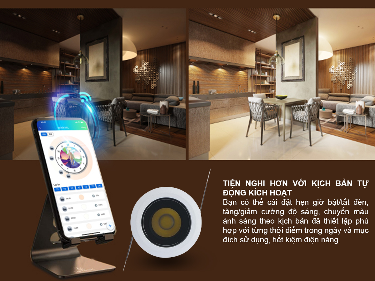 Đèn LED âm trần Downlight thông minh xoay góc 2