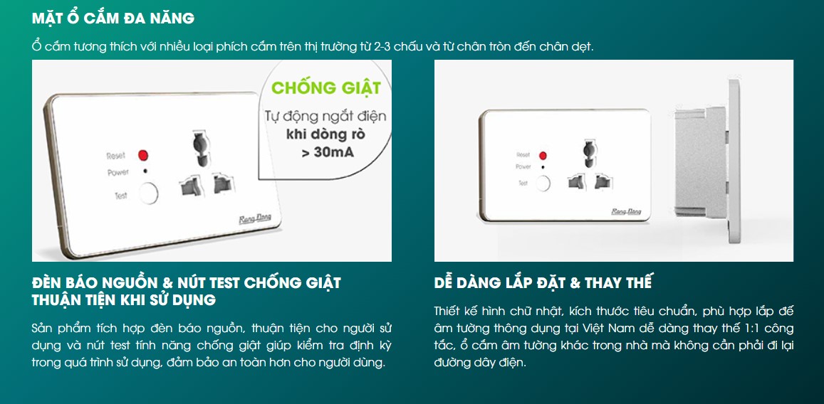Ổ cắm âm tường chống giật
