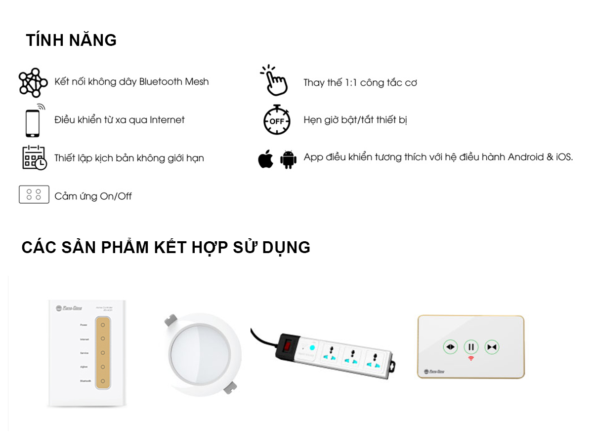 Công tắc thông minh CTCU.BLE CN.04T MN