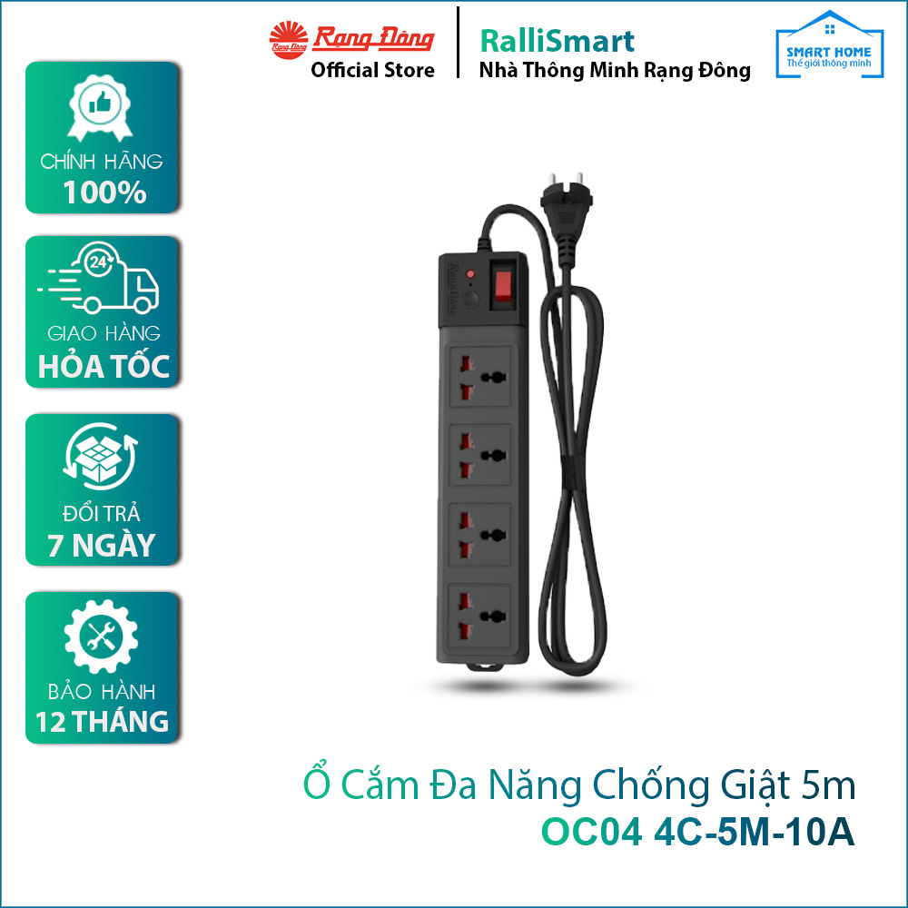 Ổ cắm đa năng chống giật 5m OC04 4C-5M-10A