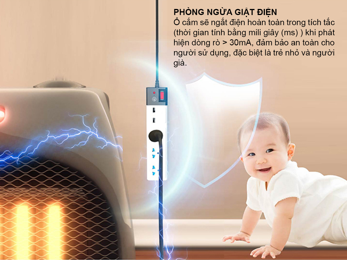 Ổ cắm đa năng USB chống giật 6